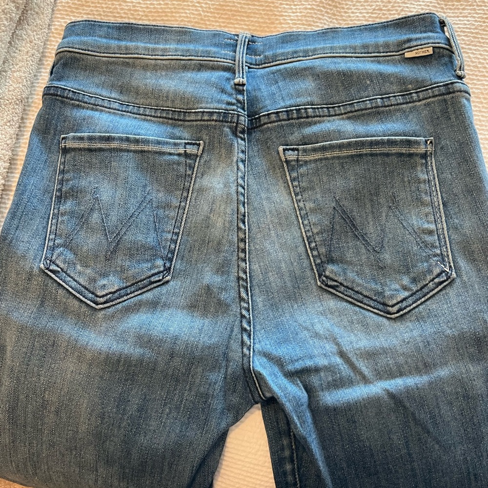 MOTHER denim stunner zip ankle step gray
